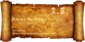 Karai Britta névjegykártya